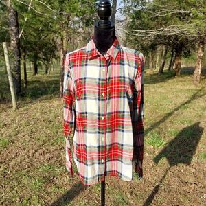 Old Navy Red, White & Green Plaid Button-Down Shirt